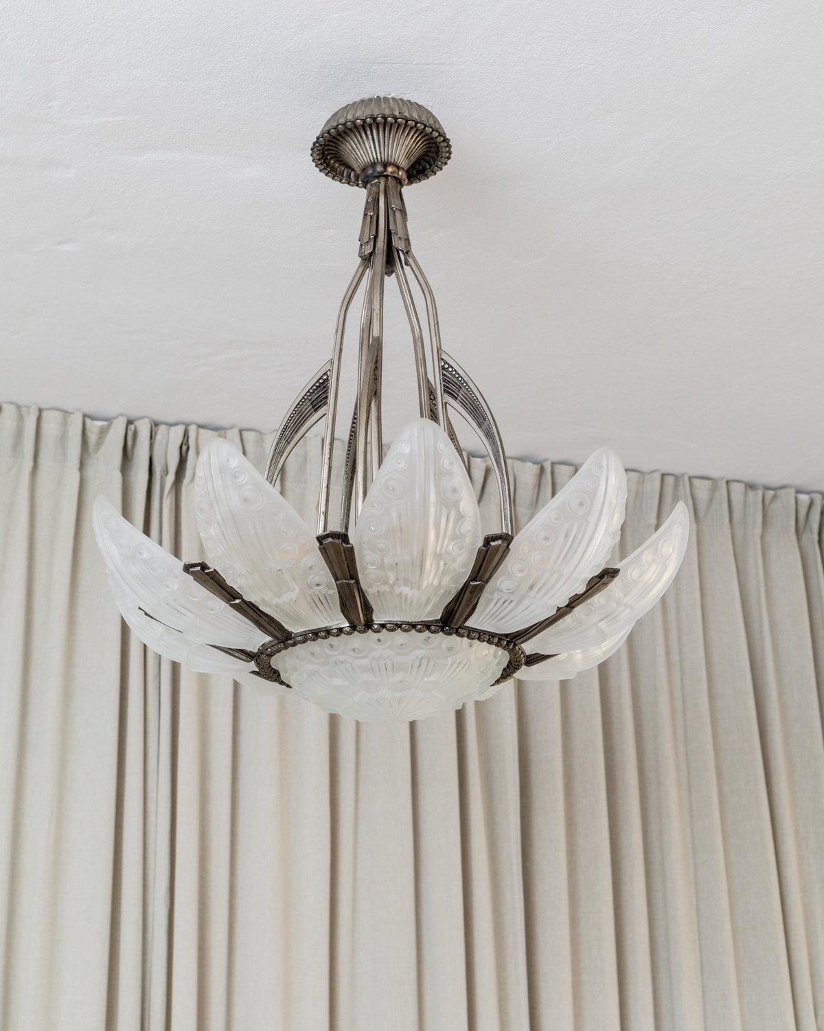Vintage Kronleuchter Art Deco von Georges Leleu für Frankreich, seltenes Sammlerstück