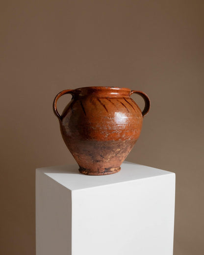 Vintage Keramiktopf mit Henkeln & einzigartiges rustikales 19. Jh. Unikat aus Italien