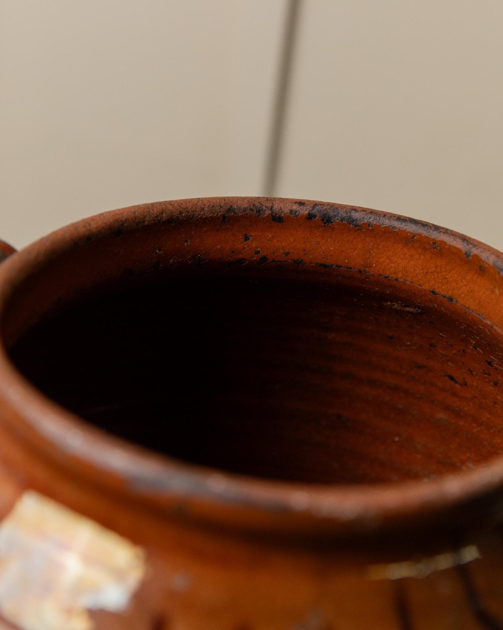 Vintage Keramiktopf mit Henkeln & einzigartiges rustikales 19. Jh. Unikat aus Italien