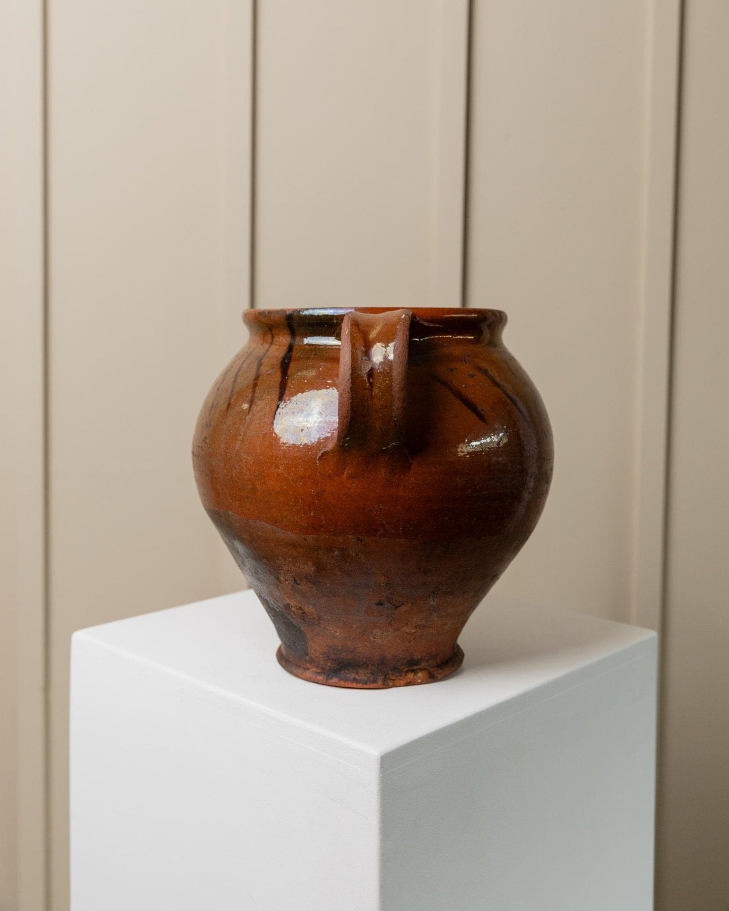 Vintage Keramiktopf mit Henkeln & einzigartiges rustikales 19. Jh. Unikat aus Italien