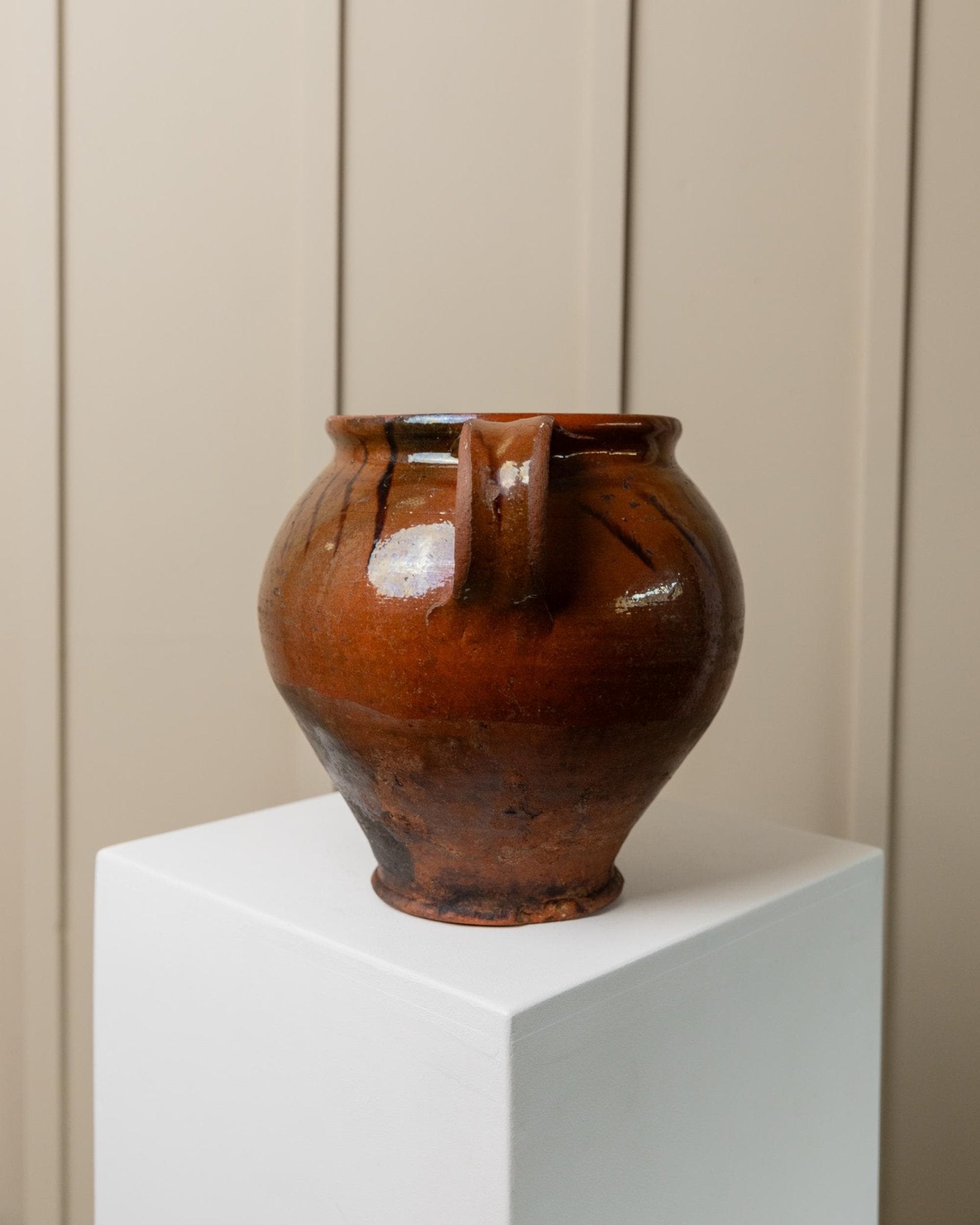 Vintage Keramiktopf mit Henkeln & einzigartiges rustikales 19. Jh. Unikat aus Italien