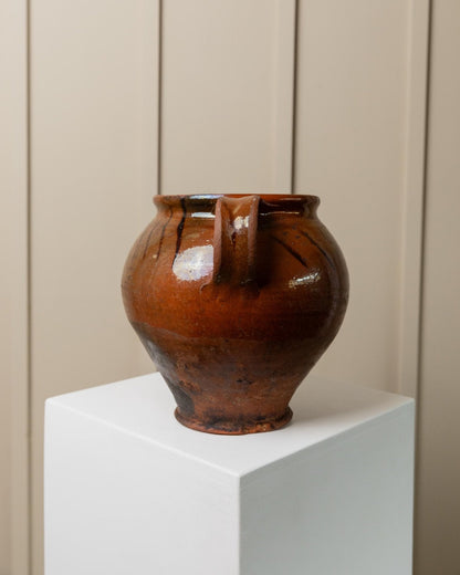 Vintage Keramiktopf mit Henkeln & einzigartiges rustikales 19. Jh. Unikat aus Italien