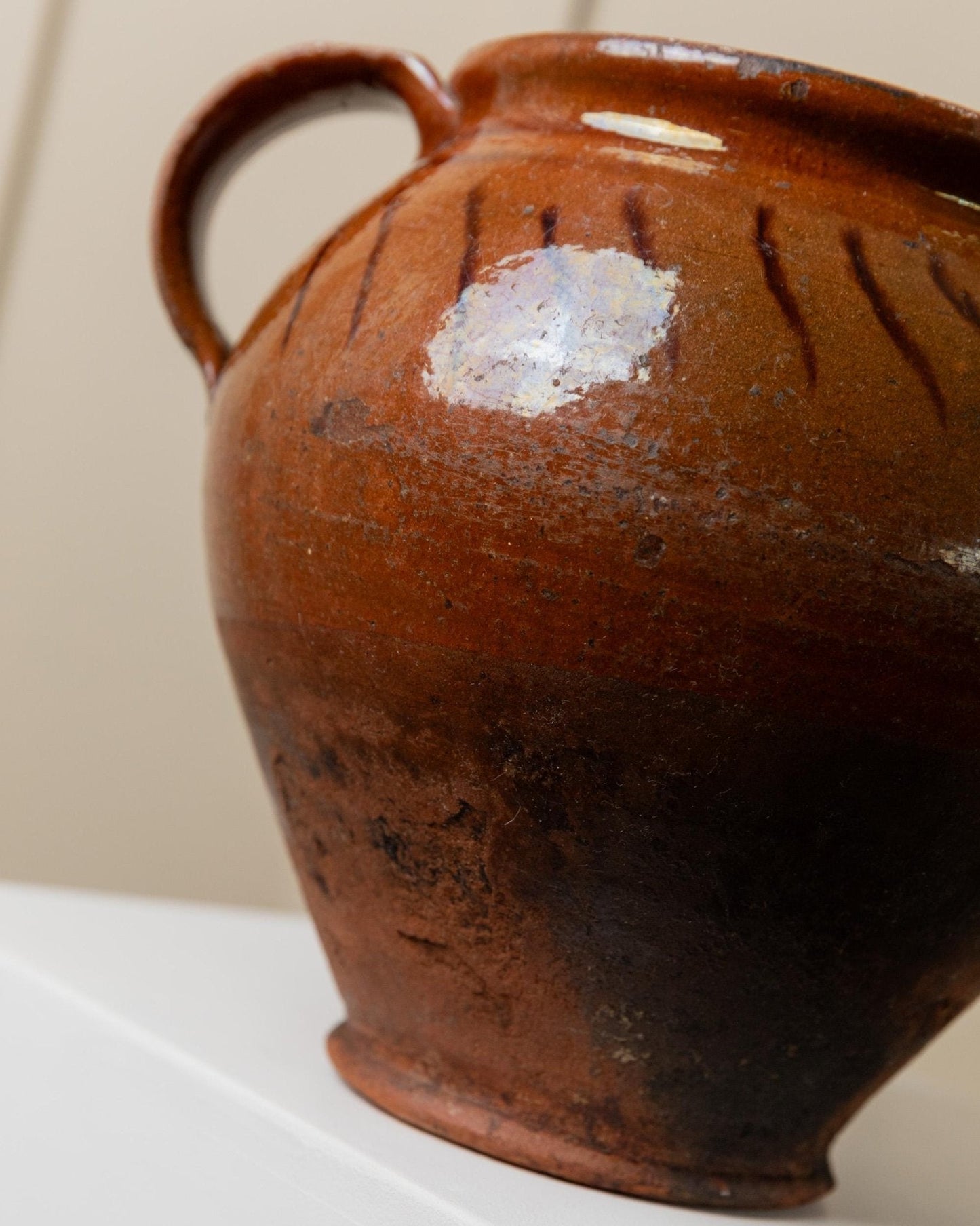 Vintage Keramiktopf mit Henkeln & einzigartiges rustikales 19. Jh. Unikat aus Italien