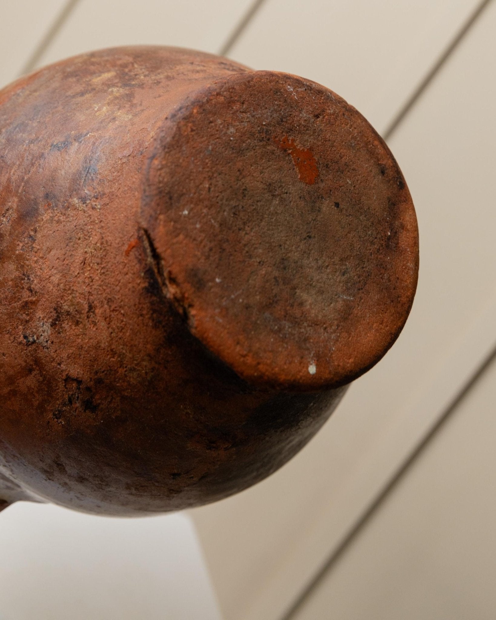 Vintage Keramiktopf mit Henkeln & einzigartiges rustikales 19. Jh. Unikat aus Italien