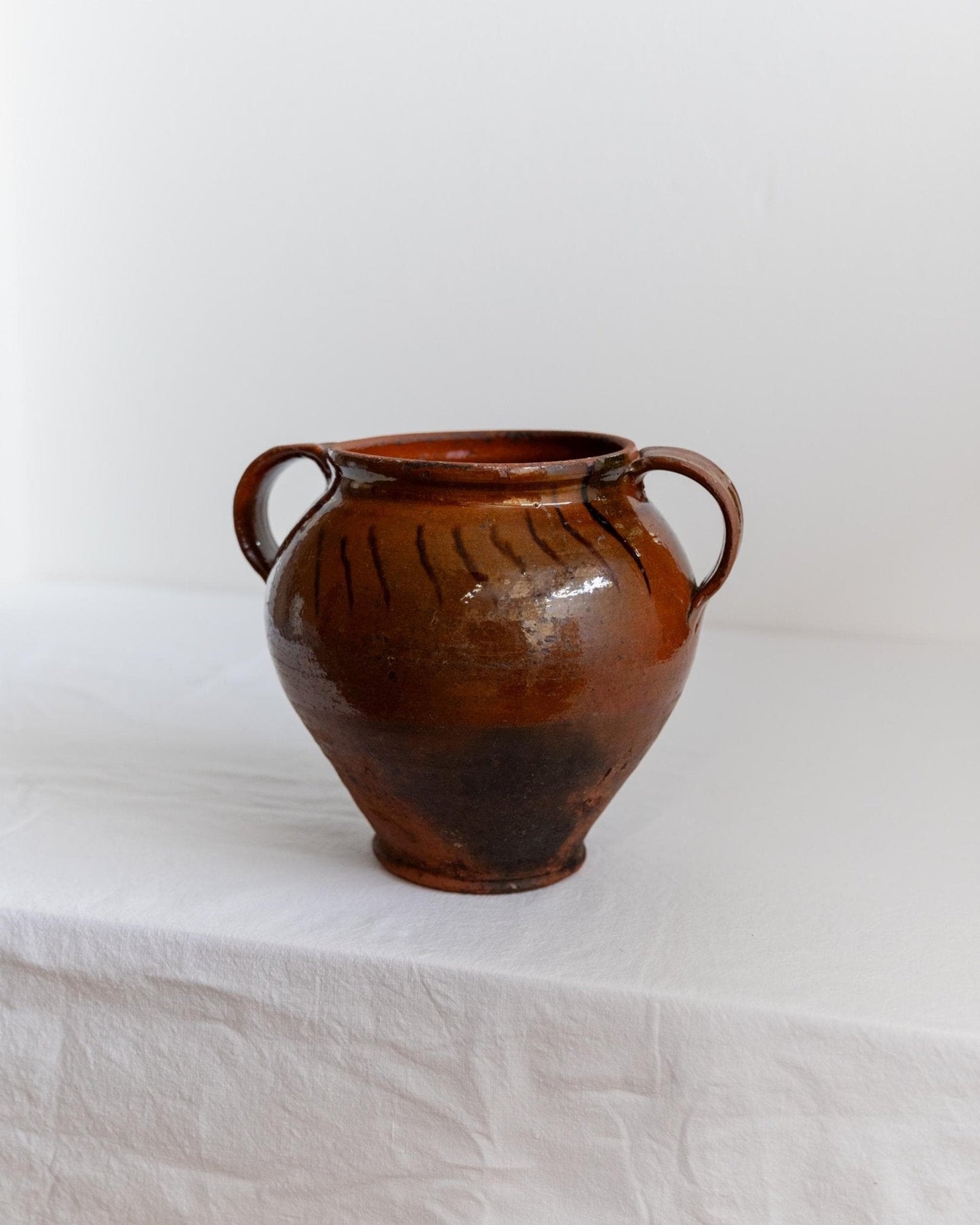 Vintage Keramiktopf mit Henkeln & einzigartiges rustikales 19. Jh. Unikat aus Italien