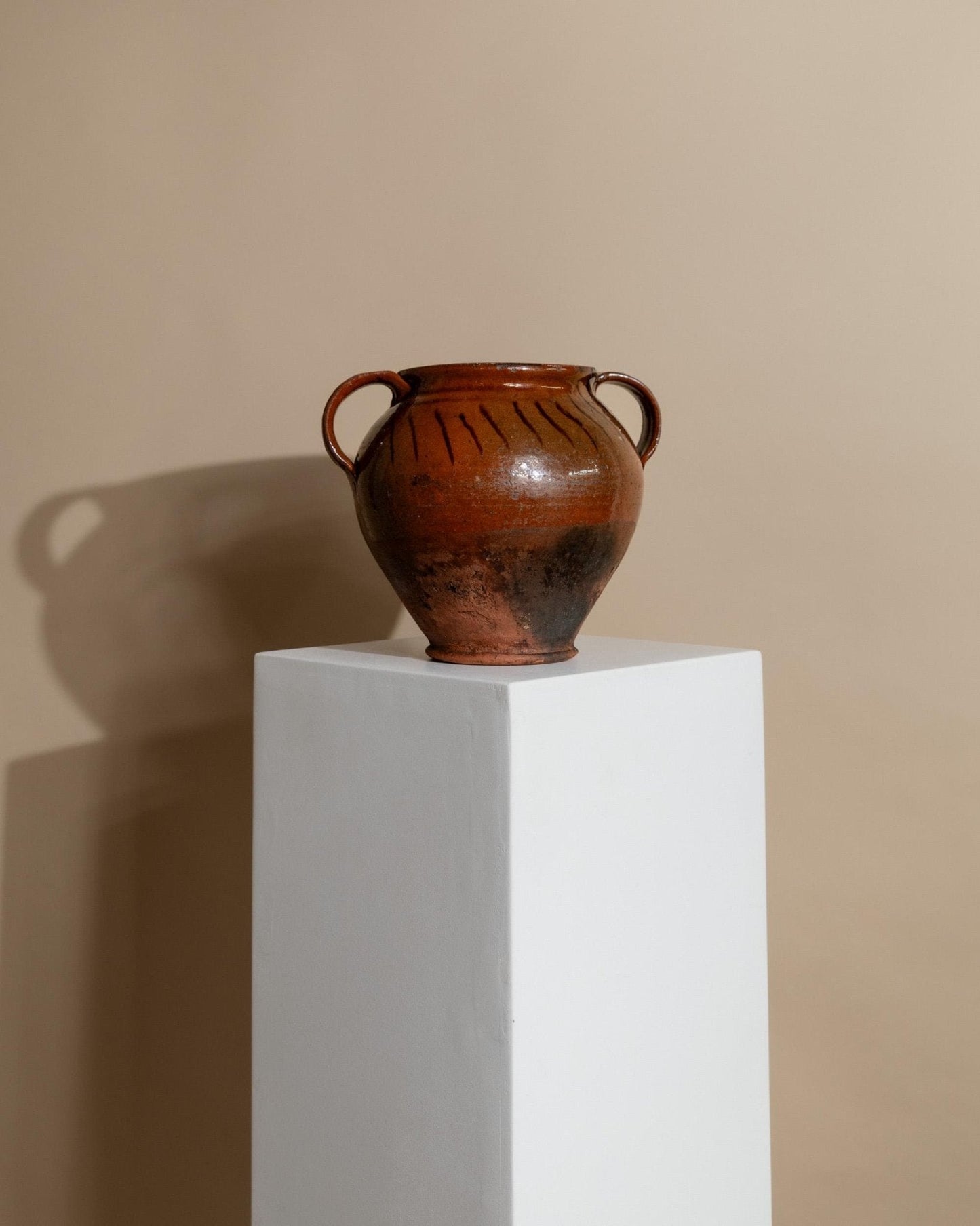 Vintage Keramiktopf mit Henkeln & einzigartiges rustikales 19. Jh. Unikat aus Italien