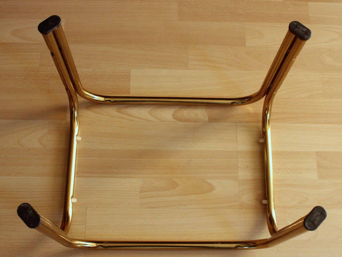 Vintage Beistelltisch Messing mit Rauchglasplatte, Space Age