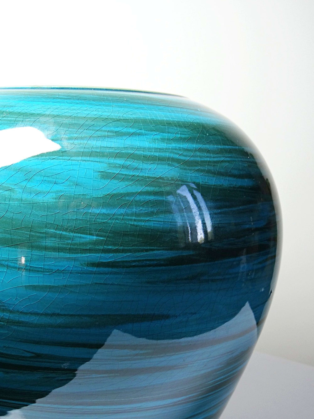 Vintage Keramikvase malachitgrün, Mid-Century