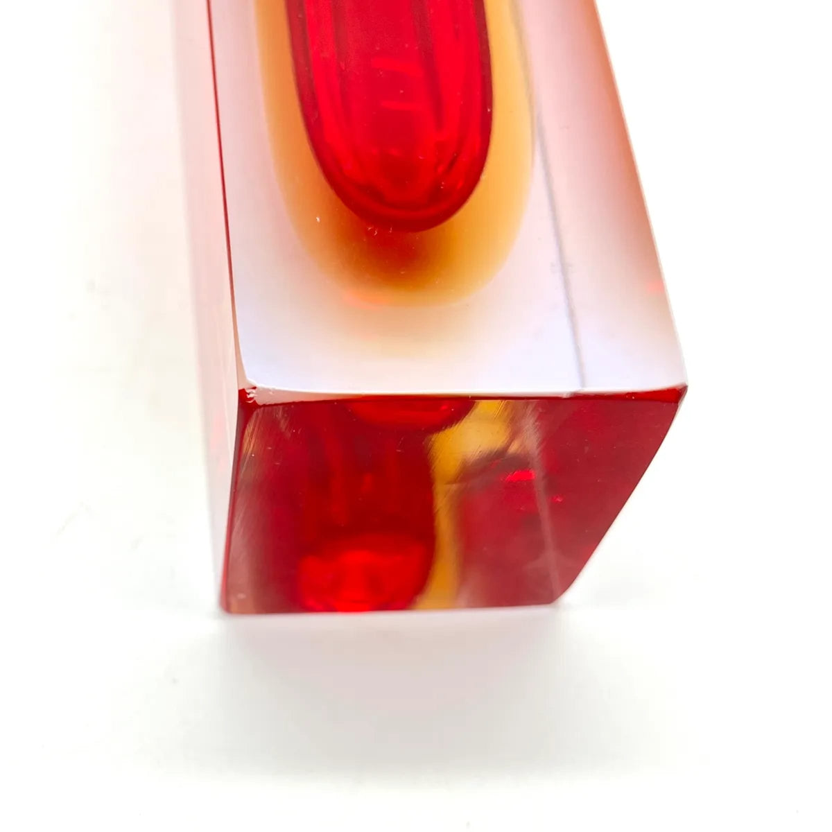 Vintage Sommerso Blockvase Murano Rot Gelb