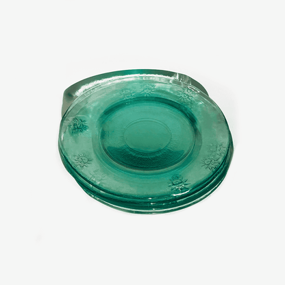 Vintage Teller Aqua Soleil von Wassergrün Recyceltes Glas Set von 5