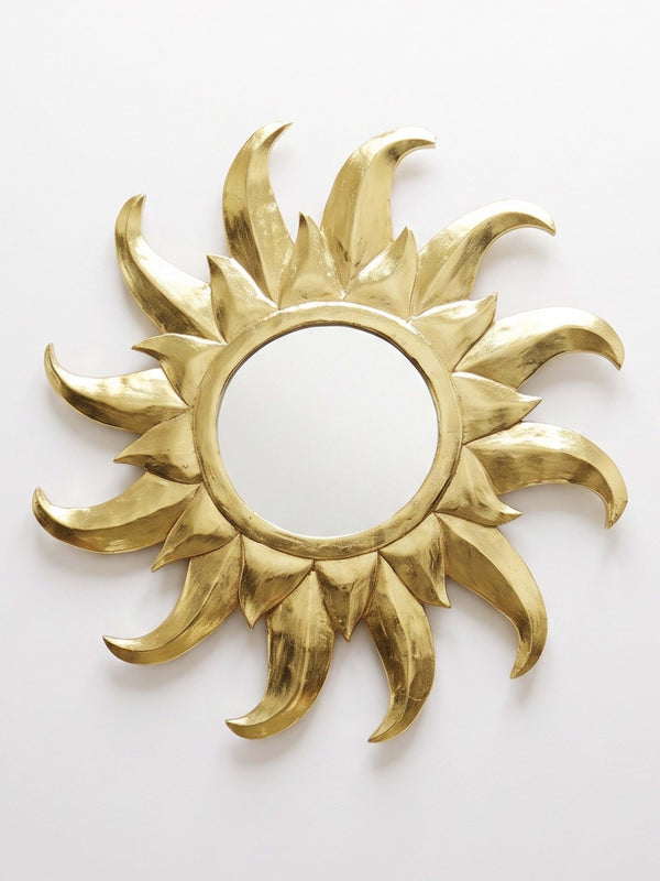 Vintage Sonnenspiegel aus Holz und Blattgold, Hollywood Regency