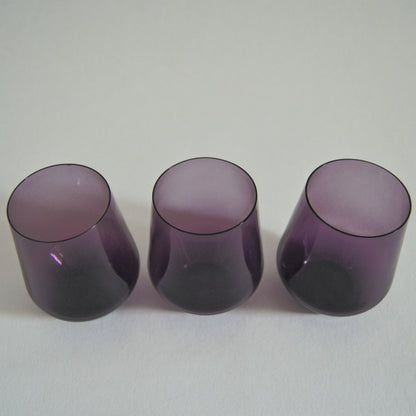 Set von 3 Gläser Lila aus Glas, H 10 cm