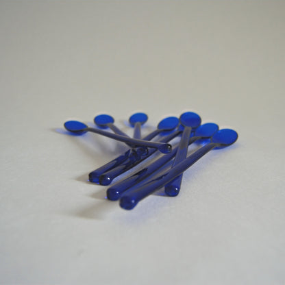 Set von 8 Vintage Langstiellöffel aus Kunststoff in Blau
