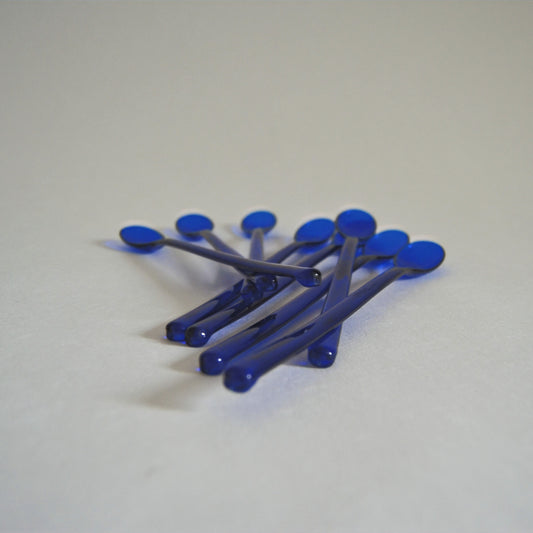 Set von 8 Vintage Langstiellöffel aus Kunststoff in Blau