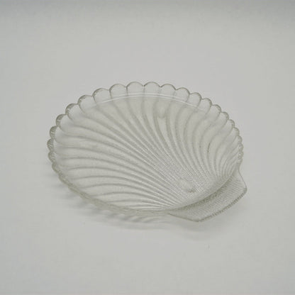 Assiette en verre texturé coquillage vintage