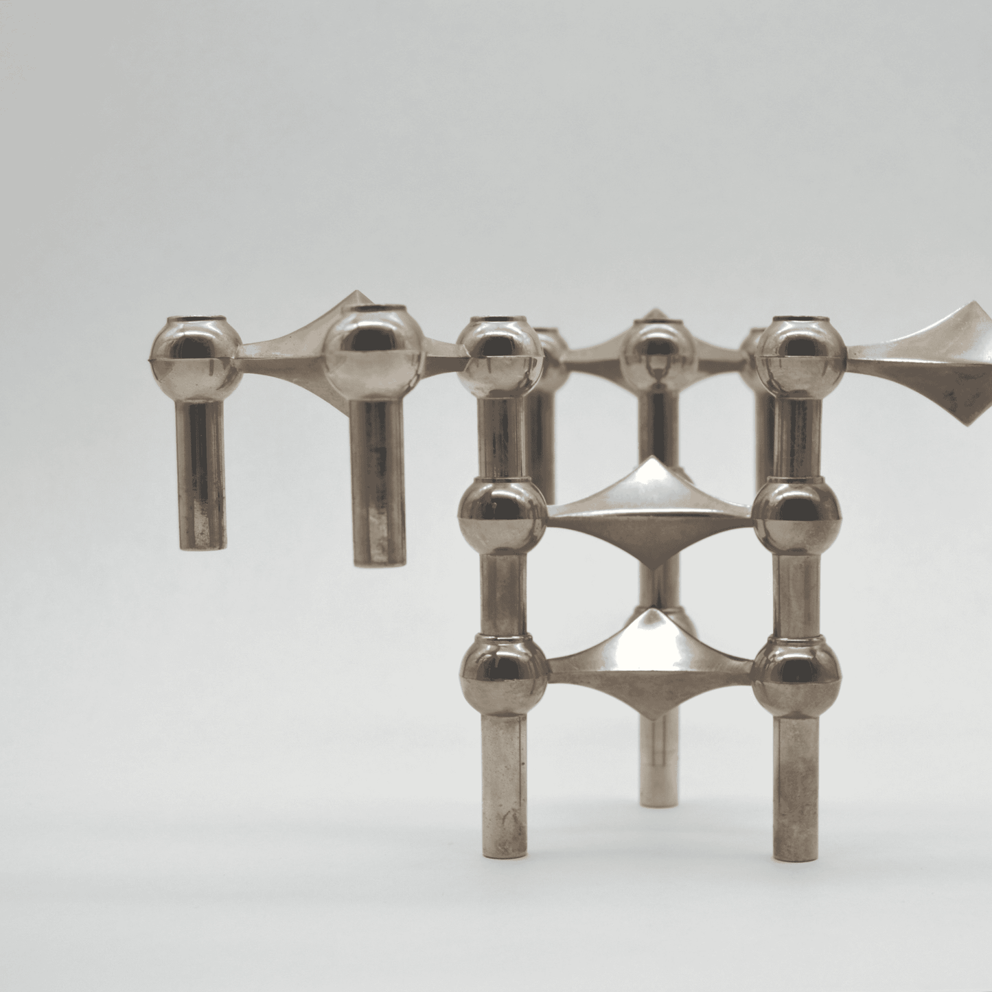 Vintage Kerzenhalter Modul Stoff Nagel S22 verchromtes Metall 60er Jahre