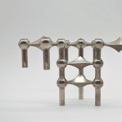 Vintage Kerzenhalter Modul Stoff Nagel S22 verchromtes Metall 60er Jahre