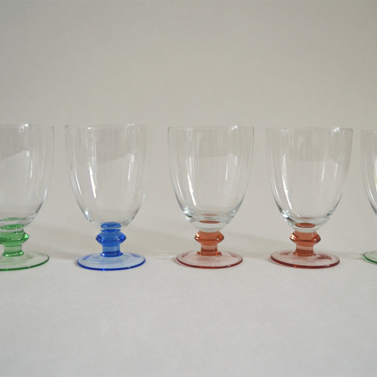 Set von 6 Vintage Weingläser bunt