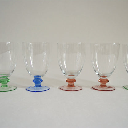 Set von 6 Vintage Weingläser bunt