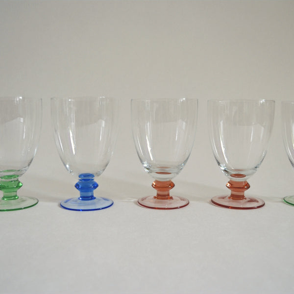 Set von 6 Vintage Weingläser bunt
