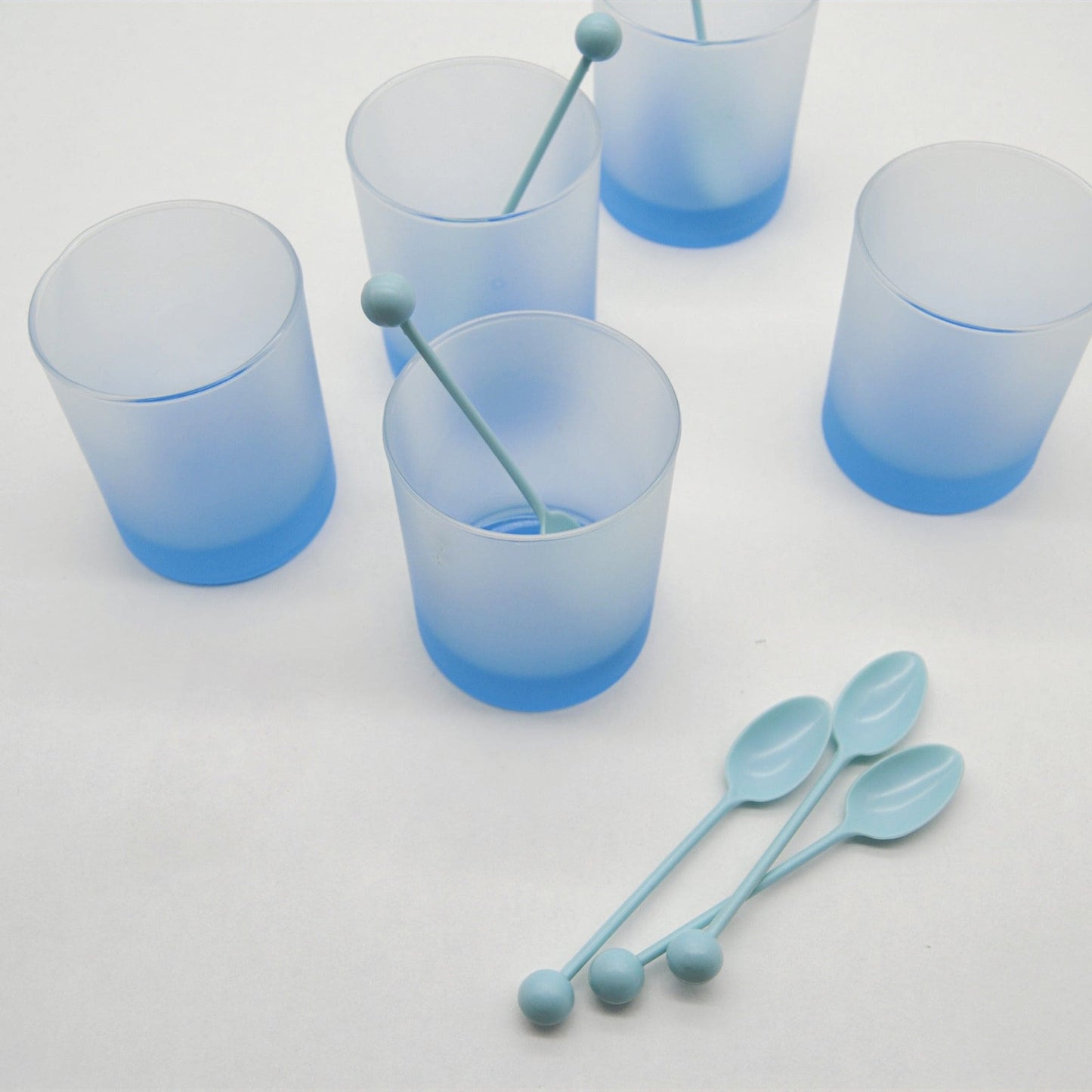 Vintage Glas Leonardo JOY von Leonardo hellblau Set von 5