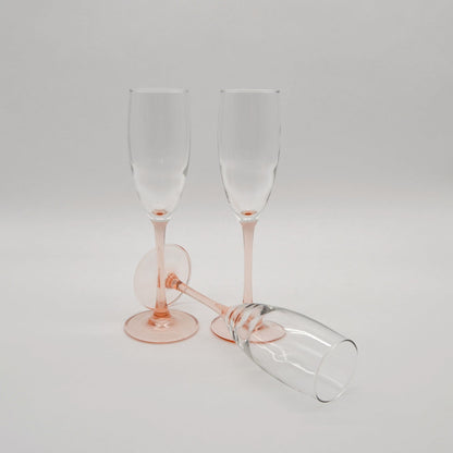 Vintage champagne glass pink style by Luminarc France set of 3