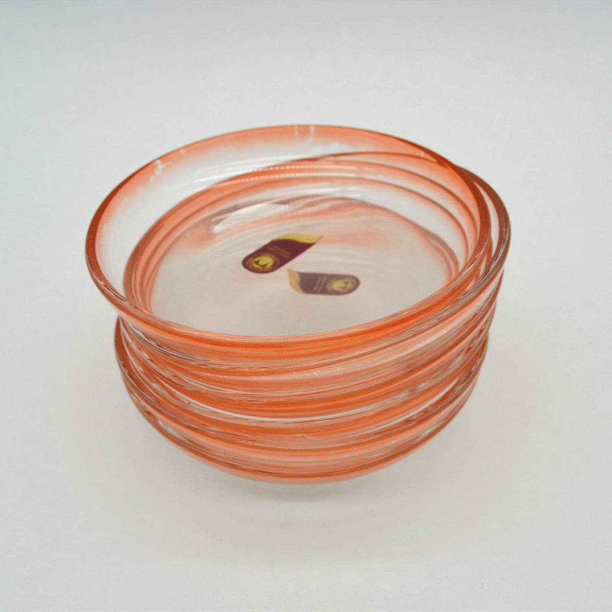 Set of 6 orange glass bowls by Walther Glas