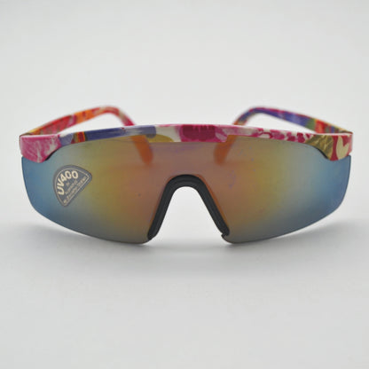 Lunettes de soleil vintage à motif floral rose