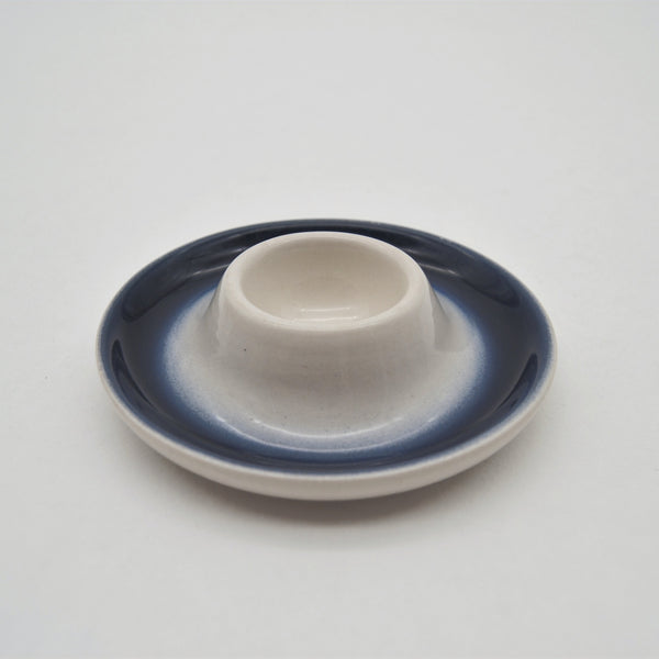 Set von 6 Vintage Eierbecher Keramik blau/weiß