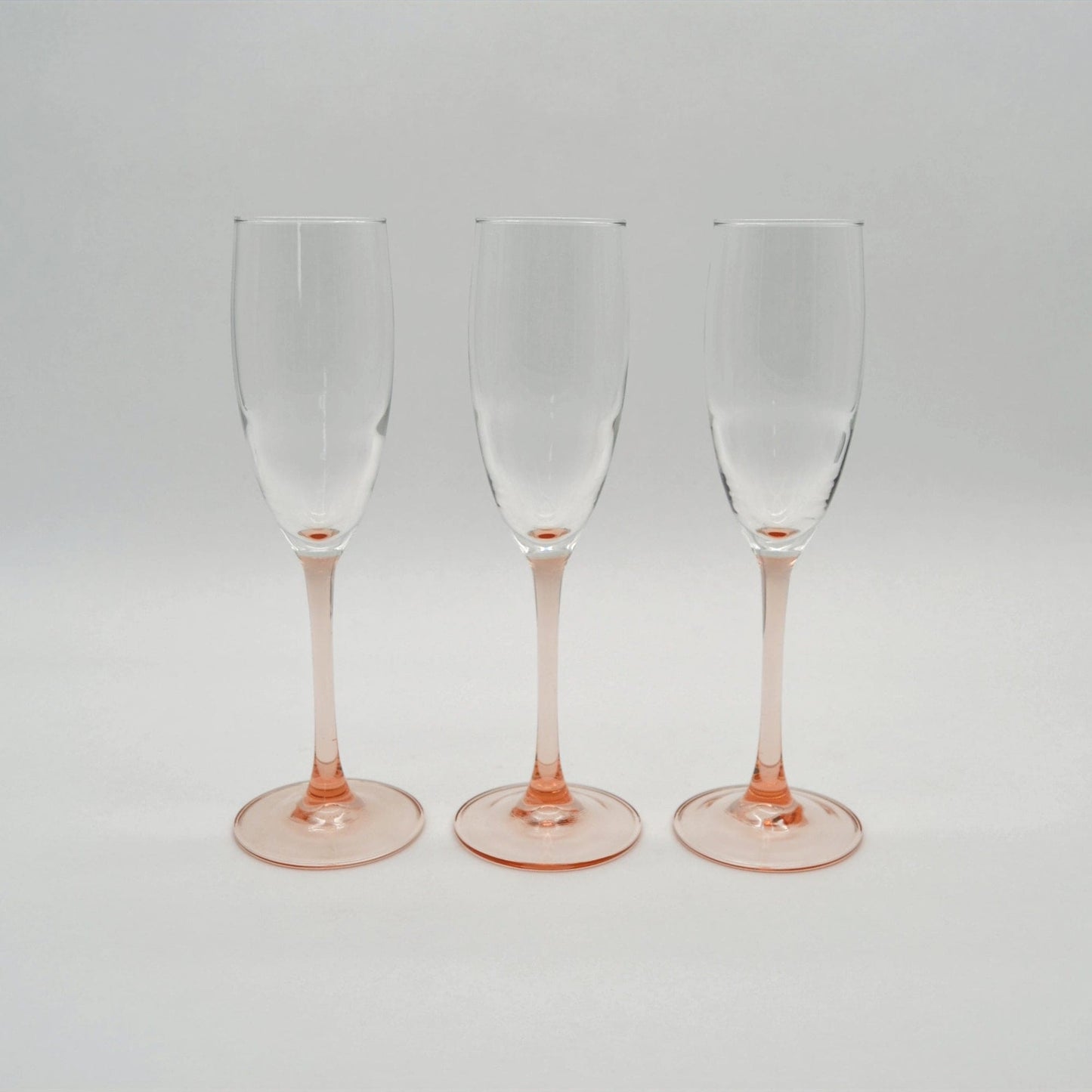 Vintage champagne glass pink style by Luminarc France set of 3