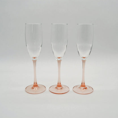 Vintage champagne glass pink style by Luminarc France set of 3