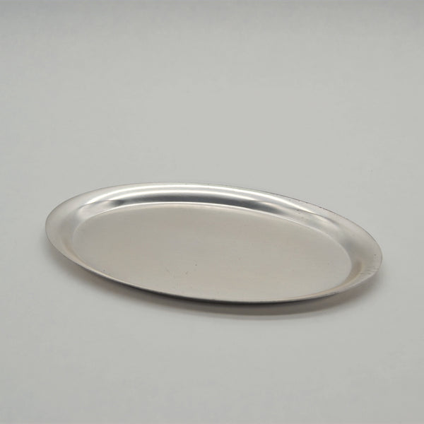 Vintage Servierplatte Edelstahl matt oval