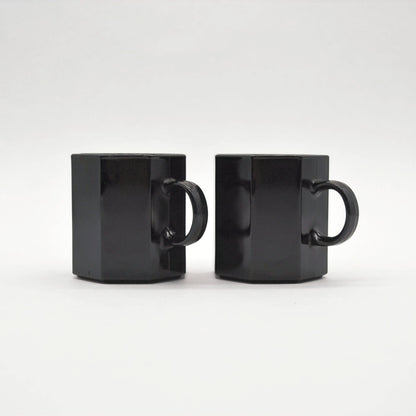 Vintage Cup Black Arcoroc Oktim Set of 2