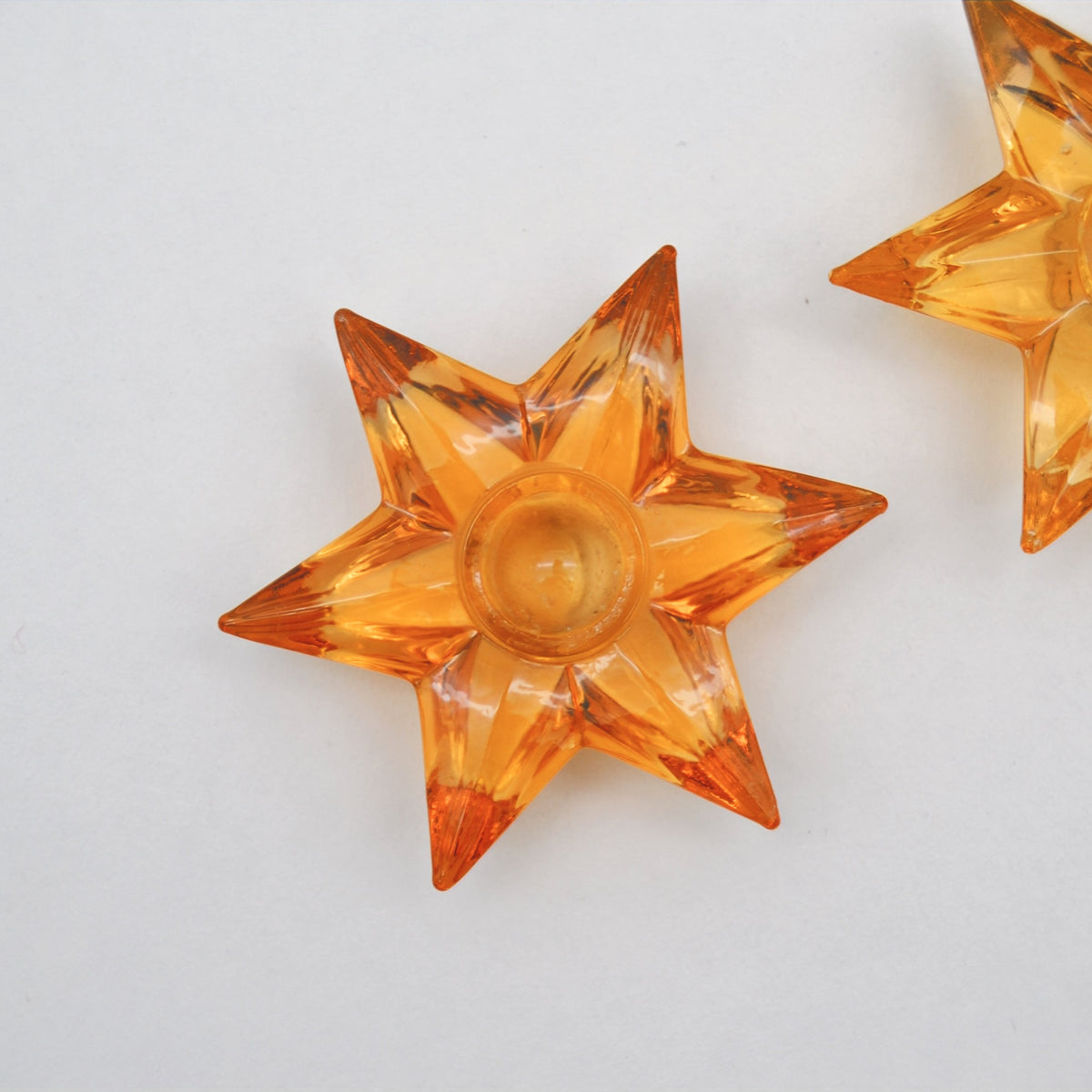 Vintage Kerzenhalter Sterne aus Glas in Orange