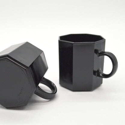 Vintage Cup Black Arcoroc Oktim Set of 2