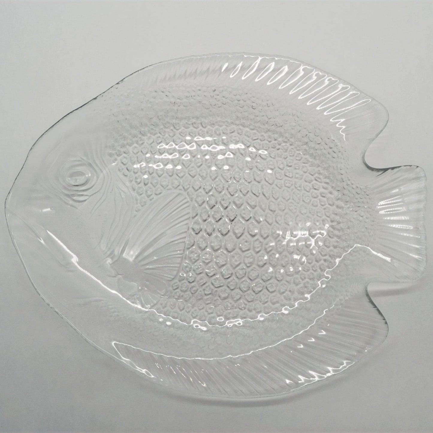 Assiette en verre vintage poisson Arcoroc en verre pressé transparent