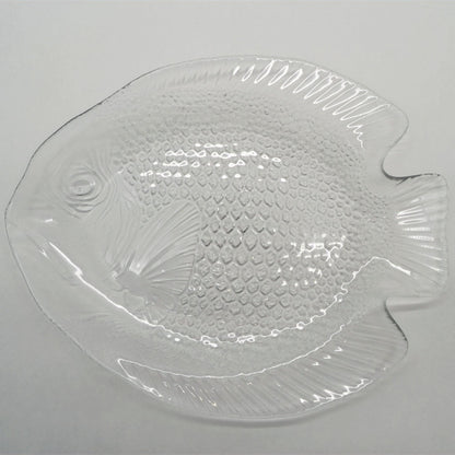 Assiette en verre vintage poisson Arcoroc en verre pressé transparent