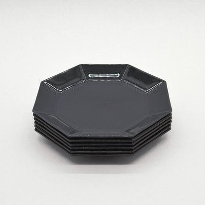 Vintage Breakfast Plate Black by Arcoroc Oktim Set of 6