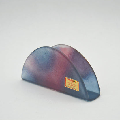 Vintage Serviettenhalter Glas handbemalt in Blau, Lila, Rosa und Gold