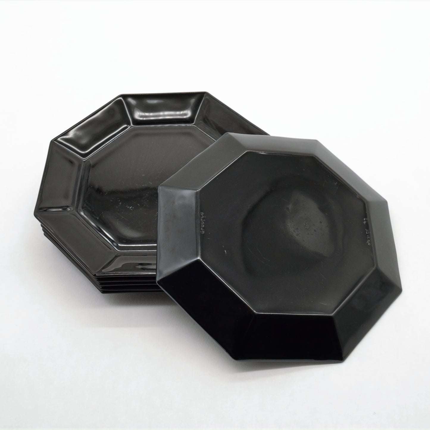 Vintage Breakfast Plate Black by Arcoroc Oktim Set of 6