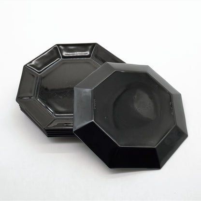 Vintage Breakfast Plate Black by Arcoroc Oktim Set of 6