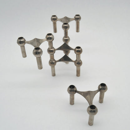 Vintage Kerzenhalter Modul Stoff Nagel S22 verchromtes Metall 60er Jahre