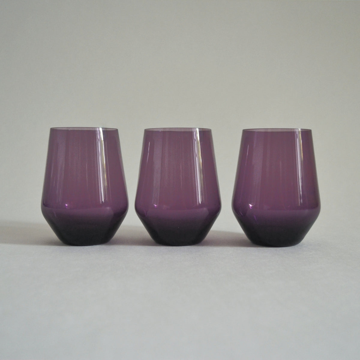 Set von 3 Gläser Lila aus Glas, H 10 cm