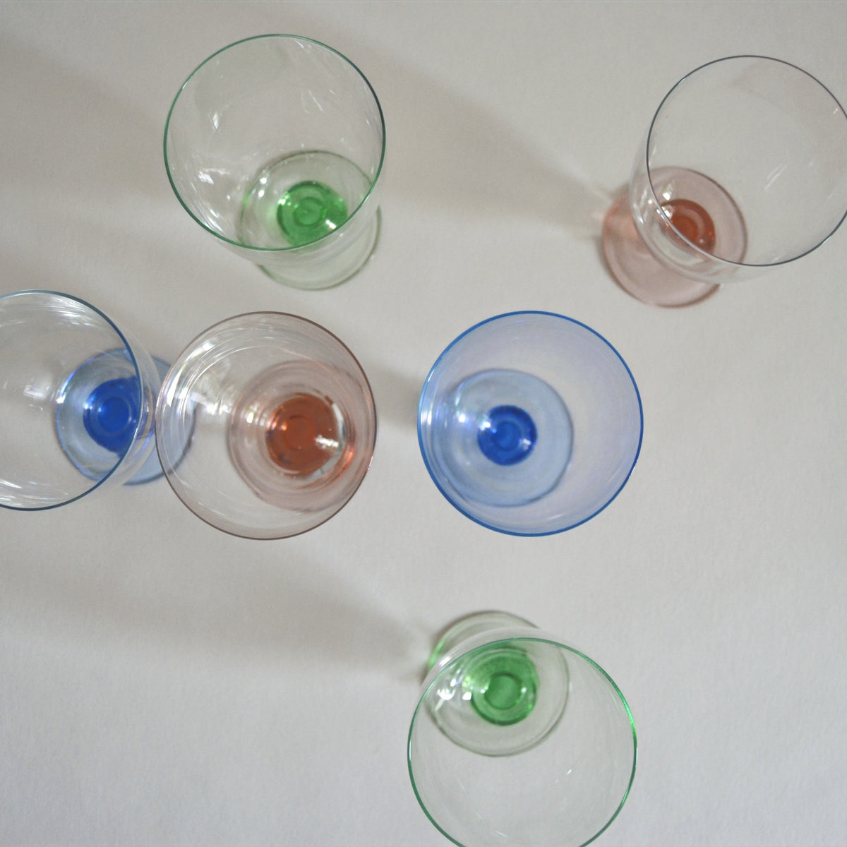 Set von 6 Vintage Weingläser bunt