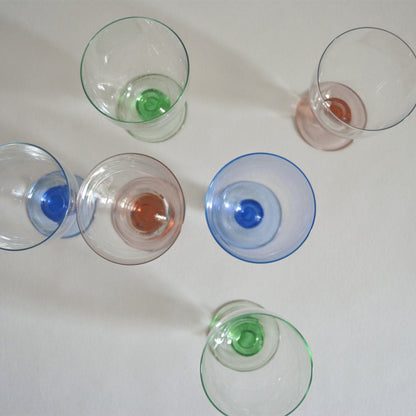 Set von 6 Vintage Weingläser bunt