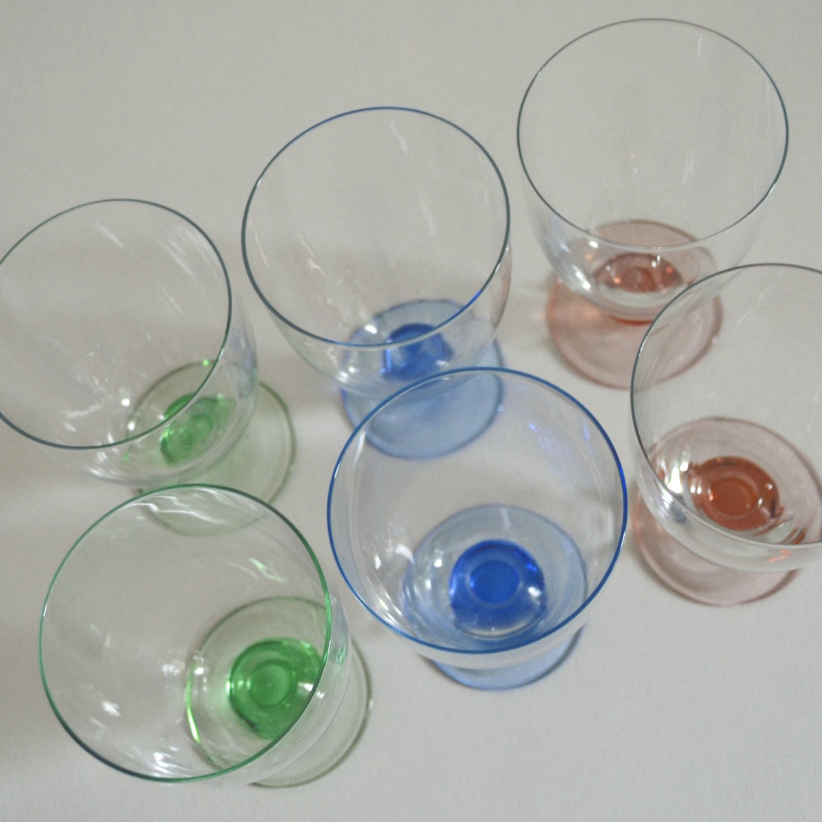 Set von 6 Vintage Weingläser bunt