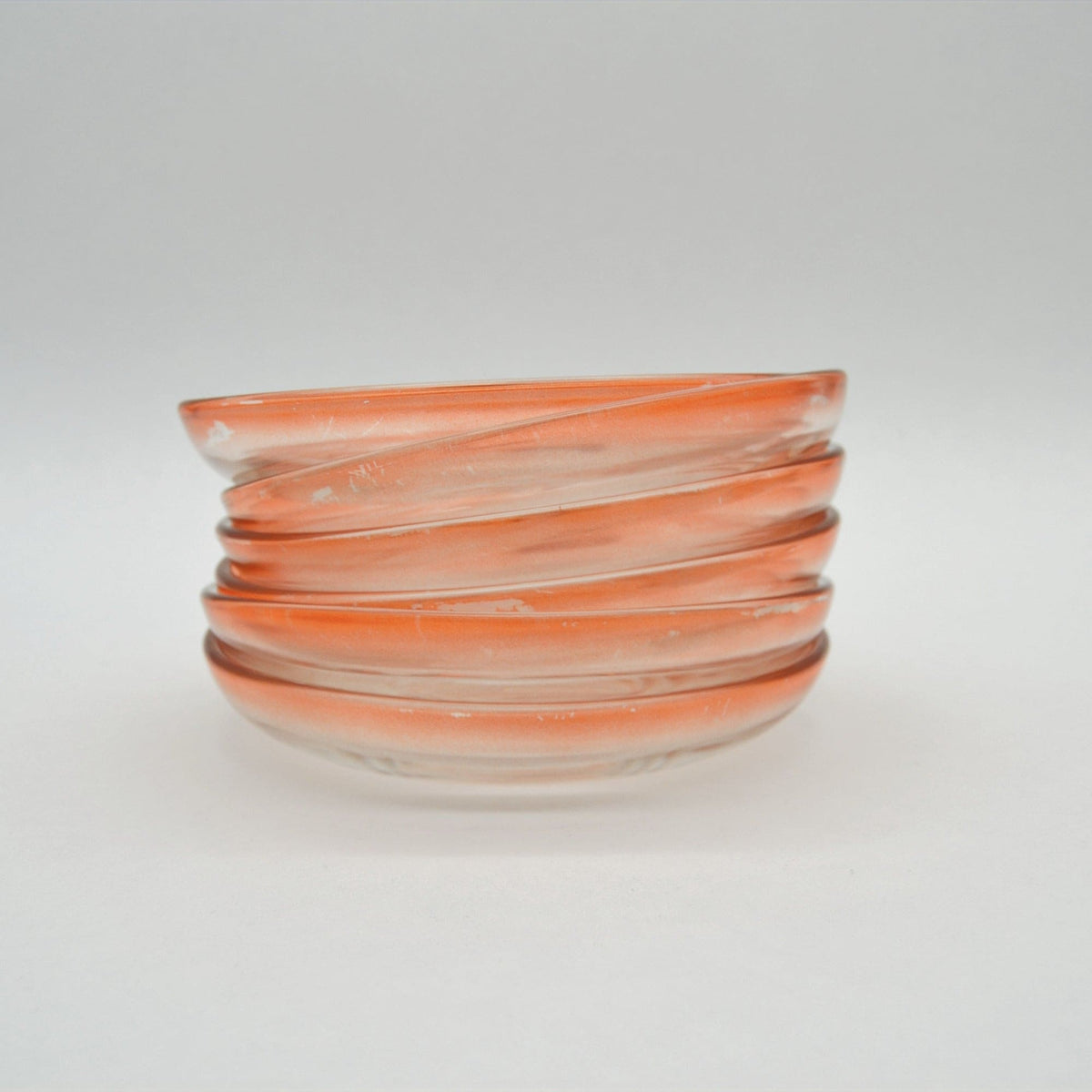 Set of 6 orange glass bowls by Walther Glas