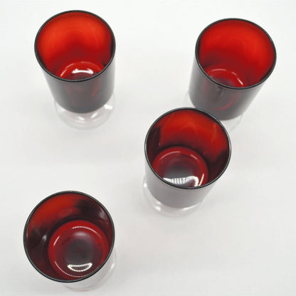 Vintage wine glass red by Luminarc France set of 4
