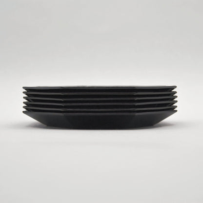 Vintage Breakfast Plate Black by Arcoroc Oktim Set of 6