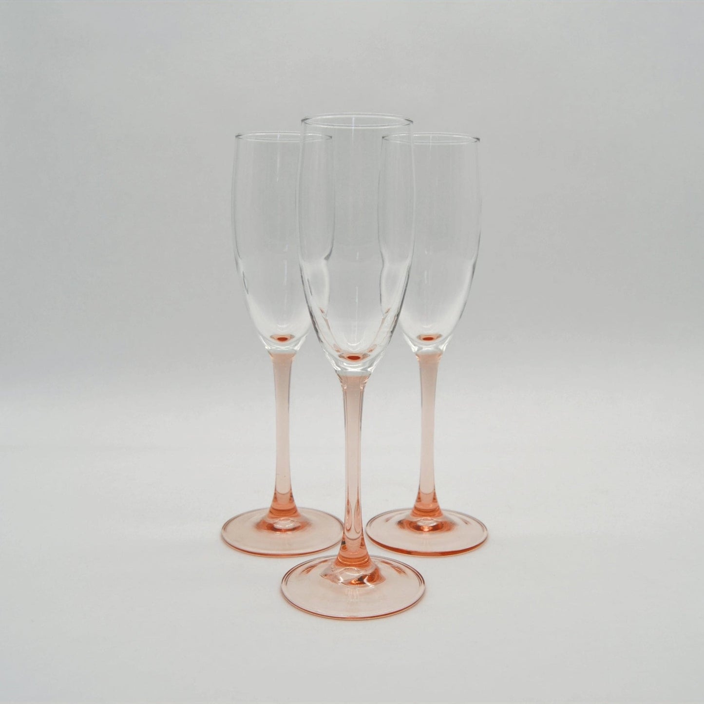 Vintage champagne glass pink style by Luminarc France set of 3